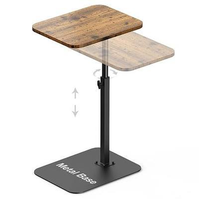 HzTinT TV Tray Table, Adjustable Height & 360° Swivel Couch Table with Heavy-Duty Metal Base that Slides Under Sofa, C-Shaped Side Table for Living Room, Bedroom, Bathroom, Study, and Small Spaces