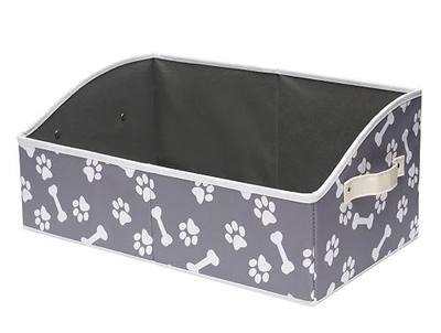 Geyecete Dog Toy Basket Large Dog Toy bin Dog Toy Box Storage Box - Foldable Fabric Trapezoid Organizer Boxes with Handle, Collapsible Basket for Dog Toys (Bone Claw)