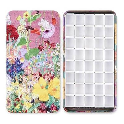 qianshan 40Pcs Empty Half Pans Watercolor Tin Palette with Magnetic Stripe | Travel Tin Palette Case,Portable Artist Paints Half Pan Kits,DIY Watercolor Oils Acrylics Painting Drawing