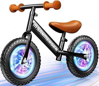 Colorful Lighting 12 Inch No Pedal Balance Bicycle Bike for Kids,Age 24 Months to 5 Years Old Lightweight Steady Balancing Bike with Adjustable Handlebar&Seat,Birthday Gift for 2 3 4 5 Year Old | Colorful Lighting Balance Bicycle Bike Lightweight Steady with Adjustable Handlebar&Seat,Birthday Gift f
