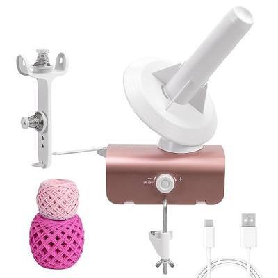 Electric Yarn Winder, Heavy-Duty Yarn Ball Winder 10 oz Large Capacity, Automatic Yarn Cake Winder Spinner Roller, Crocheting Tools Supplies for Knitting Lovers(Rose Gold)