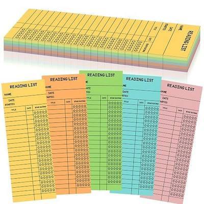 LOTMER 100 PCS Reading List Bookmark, 3 x 8 Inch Personal Libraries Cards, Reading Log Bookmark for Gifts and Literary Supplies for Reading Enthusiasts (Classic Five Colors)