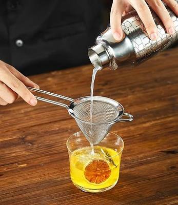 Fine Mesh Cocktail Strainer, Stainless Steel, Long Handle Set of 2 (Stainless Steel set of 2)