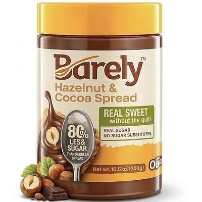 Barely Hazelnut Cocoa Spread, Low Sugar, Vegan & Keto Friendly Chocolate | Real sugar micromilled 10x sweeter — just 3.2g sugar per serving. Vegan, keto-friendly, high fiber. No stevia or monk fruit.