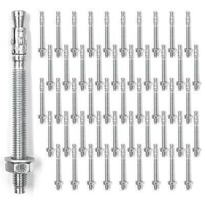 5/16x4 Inch Standard Fasteners for Heavy-Duty Zinc Wedge Anchors for Cement and Concrete (Box of 50)
