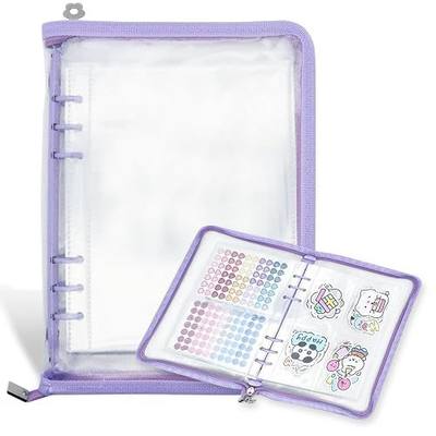 Sticker Organizer Binder Storage Book A5 Reusable Sticker Book Collecting Holder Display Album with 220 Pockets and Zipper Closure (Purple)