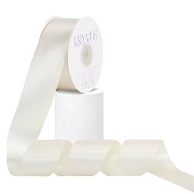 Antique White Satin Ribbon, Double Faced 1-1/2 Inch X 25 Yards Antique White Ribbon, Premium Satin Ribbon for Gift Wrapping, Crafts, Hair Bow Making, Sewing, Flower Bouquet, Wedding Party Decor