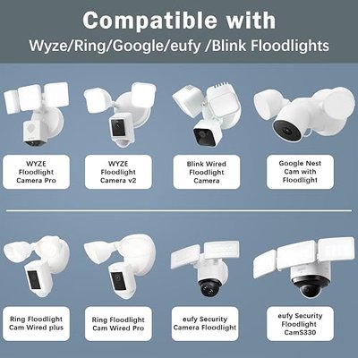 Plug-in Mount for Floodlight Cams with 30ft/9m Weatherproof Power Cable for Floodlight Cam Wired Plus/Pro,WYZE Floodlight Camera v2/Pro,Blink Wired Floodlight Camera,Electrical Box and Cord Kit