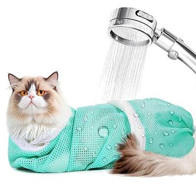 Cat Bag for Bath Adjustable Breathable Mesh Pet Restraint Bag for Bath Nail Trim Medicine and Vet Visits Escape Proof Wash Bag Green