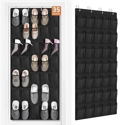 FENTEC 35 Large Pockets Over The Door Shoe Organizer, Mesh Hanging Shoe Organizer Shoe Rack for Closet Mesh Closet Shoe Holder, Over Door Organizer, Shoe Organizer for Wall, Black, 1 Pack
