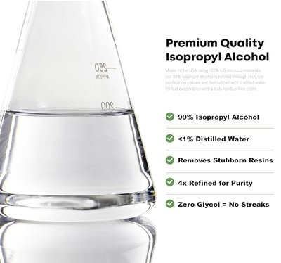 Aneu Isopropyl Alcohol 99% – 32oz (1 Pack) Lab Grade Cleaner | Ideal for Quartz, Tools, & Hard Surfaces | Easy-Access Reservoir for Convenient Dipping | 32oz - 1 Pack