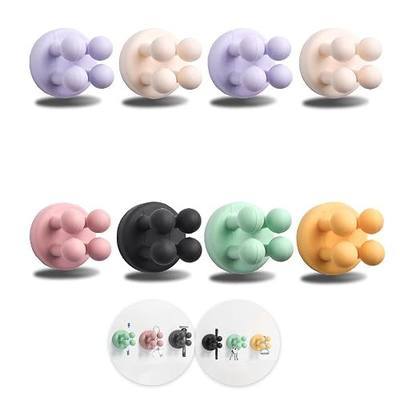 8Pcs Silicone Toothbrush Holders for Bathrooms,Waterproof Self Adhesive Multifunctional Hook for Hanging Towel Key Plug Cable for Bathroom Kitchen Living Room Office 6 Colors