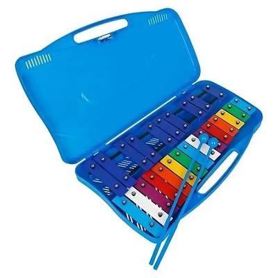 YAYUZEST Xylophone 25 Notes Glockenspiel for Students, Professional Xylophone Percussion Instrument with Hard Case and Safe Mallets, for Student Beginners, Music Teaching and Gifts (Blue)