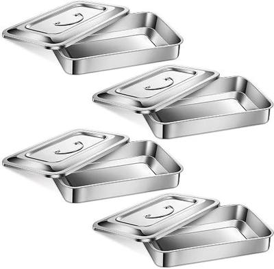 Fabbay Sterilization Tray, 201 Medical Surgical Trays, Stainless Steel Box with Lid and Handle, Multi-Purpose Organizer for Medical, Dental, Surgical and Lab Supplies(9 Inch)