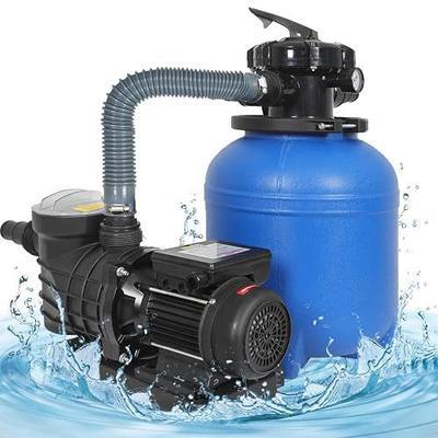 12in Sand Filter Pump for Above Ground Pool Up to 12046 GAL | 2641GPH High-Flow Cleaner Systems with 6-Way Multi-Port Valve, Durable 370W Sand Filter with 40 LB Capacity, Blue