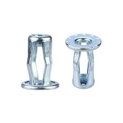 25 Packs 1/4"-20 Rivet Nuts, Zinc-Plated Jack Nut, Insert Petal Nuts, Flat Head Threaded Expansion Nuts, Fasteners Dowels for Hollow Wall Iron Skin Thin Soft Wall