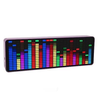 LED Music Spectrum Display, 16x24 384 RGB LED Display Audio Spectrum Analyzer Display, 5V 1A 3W USB LED Music Spectrum for Car Game Room,with Clock 20 Dynamic 7 Color