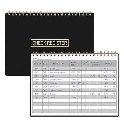 HAUTOCO Check Registers for Personal Checkbook, Transaction Expense Ledger Log Book for Small Business, Checking Account Register Book to Track Payments, Deposits, Finances, 8.4 x 6.2'', Black