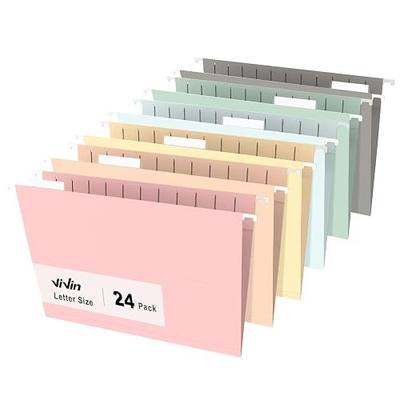 ViVin Hanging File Folders 24 Pack,Letter Size with 1/5-Cut Adjustable Tabs, Assorted Colors, Reinforced File Organizer for Office Desk, Home Filing Cabinet & School Drawer