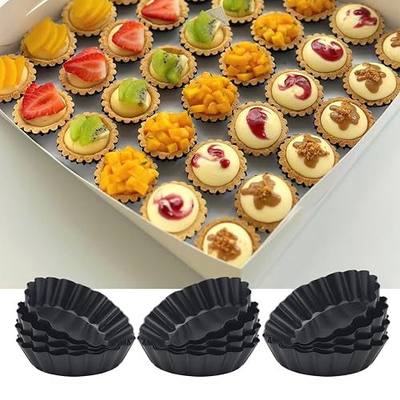 3 Inch Mini Quiche Pans 12 Pack, Round Egg Tart Molds with Removable Bottom. Small Tart Pans w/Non-Stick Coating Rugged Carbon Steel for Tartlets Shells Desert Making Christmas Festival Party