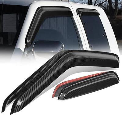 Auto Dynasty Set of 4 Carbon Fiber Pattern Window Visors Compatible with 1988-2000 Chevy GMC C1500 C2500 C3500 K1500 K2500 K3500, Tape-On Rain Guards Shield Vent Shade Deflector Glossy Black