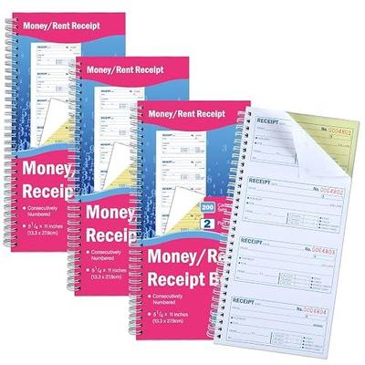 gisgfim 4 Pads Money and Rent Receipt Book with Spiral Bound Rent Receipt Book with 2 Part Carbonless Copies 5-1/4 x 11 Inch Cash Receipt Book Business Money Petty Cash Receipt Book 200 Sets Per Book