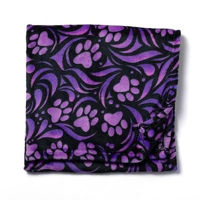 Pet Dog Cat Blanket Ultra Soft Cozy Fleece Paw Print Design Machine Washable Durable for Crates Beds Sofas Travel (Purple Paw Symphony, Large)