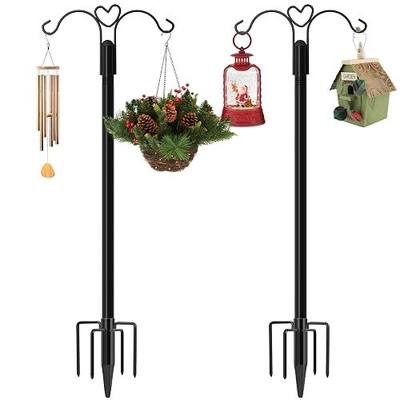 XDW-GIFTS Shepherds Hooks for Outdoor, 2-Pack 92 Inch Heavy Duty Bird Feeder Pole, Garden Pole for Hanging Plants, Lantern, Hummingbird Feeder, Hanging Plant Stand with 5 Base Prongs