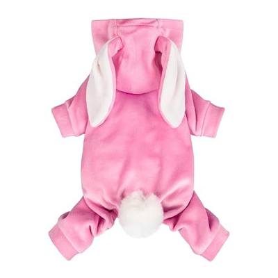 Fitwarm Dog Halloween Bunny Costumes, Funny Dog Hooded Pajamas, Doggy Clothes for Small Dogs Boy Girl, Pet Apparel, Pink, White, Medium