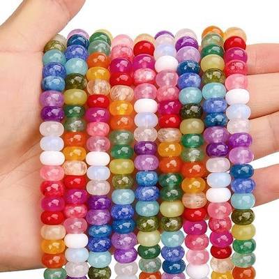 BONNY BOXX 1 Strand Natural 5 * 8mm Mulitcolor Rondelle Beads, Natural Abacus Disk Stone Beads Loose Spacer Gemstone for DIY Bracelet Necklace Jewelry Making