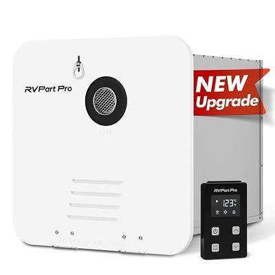 RV Tankless Water Heater, Propane, White Door, Remote, 12V DC | For RV Family & Camper, with 15"×15" White Door, High-Altitude, CSA Certified, Remote Temperature Control