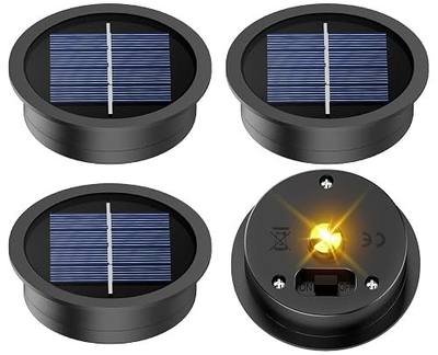 4 Pack Solar Light Replacement Top, 2.76 Inch Waterproof Solar Lantern Light Parts for Outdoor Garden, Pathway, Yard Lights & Decor (Fits Lanterns with 2.36 to 2.76 Inch Openings)