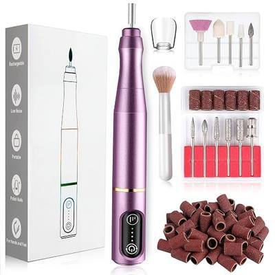 TUOBEO Cordless Nail Drill Electric Nail File Kit, Rechargeable Efile Set, Portable Acrylic Gel Nail Polish Remover Machine, Pedicure Manicure Tool, 11 Bits, 56 Sanding Bands, Salon Home, Purple