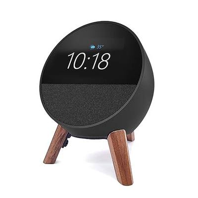 Real Wood Stand for Echo spot (2024 Released) smart Alarm Clock,Walnut | desktop Tripod Mount Accessories Protect Alexa spot for Better Sound,Secure bracket Stable Wooden Holder for spot speaker