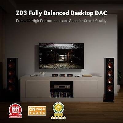 Fosi Audio ZD3 Desktop DAC Preamp, Fully Balanced Digital to Analog Audio Converter with ES9039Q2M for Home Stereo Amplifier, Bluetooth/USB/Optical/Coax/TV HDMI ARC Input, XLR/RCA Output with Remote
