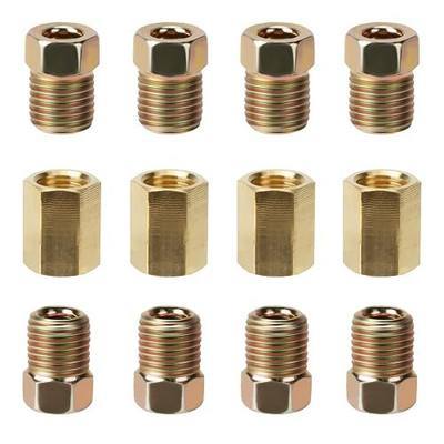3/16 Brake Line Pressure Fittings, 12 Pieces 3/8 Inch-24 Threads Brass Brake Line Fitting Assortment for 3/16 Inch Brake Line Tube (4 Unions, 8 Nuts)