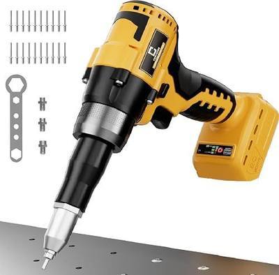 Rivet Gun Compatible with Dewalt 20V Battery, Cordless Rivet Tool with 3 Size (1/8", 5/32", 3/16") Aluminum Rivets, Brushless Motor Rivet Gun Kit Nose Piece, Tool Only