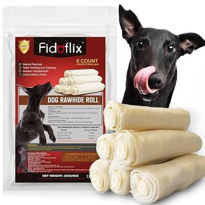Dog Rawhide Chews,Long Lasting Rawhide Rolls Rawhide Sticks,Natural Flavor Dog Beefhide Treats,5-6 Inch Digestible Single Ingredient Dog Rawhide Bones for Midium Large Dogs (6 Pack)
