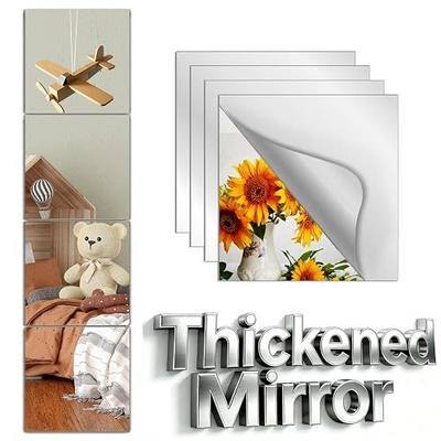 Shatterproof Peel And Stick on Mirror Tiles for Wall Decorative,4 pcs 8.94x17.99 In Unbreakable Small Mirrors For Wall Classroom Decor, Toddlers Mirror for Kids Bedroom, Plastic Door Adhesive Mirrors