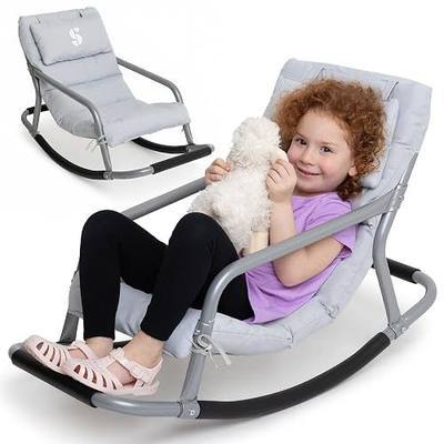 Special Supplies Sensory Rocking Chair for Kids - Comfortable Kids Rocker- Versatile Floor Chair with Soft Fabric and Stability for Playroom, Bedroom, or Nursery (Ages 3+) (Grey)