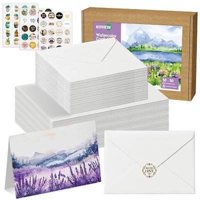 50 Pack Foldable Blank Watercolor Cards with Envelopes 4 x 6 Inch | 140lb/300gsm Heavyweight, 100% Cotton, Cold Press, Acid-Free Water Color Cards to Painting or Cards Making, DIY Art Projects