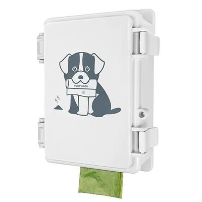 Dog Poop Bag Dispenser Wall Mounted Outside or Inside Pet Waste Bags Holder Waterproof Screw-on or Strap-on Doggy Pickup Rolls Storage Station for Home, Backyard, Porch, Patio(white,dispenser only)