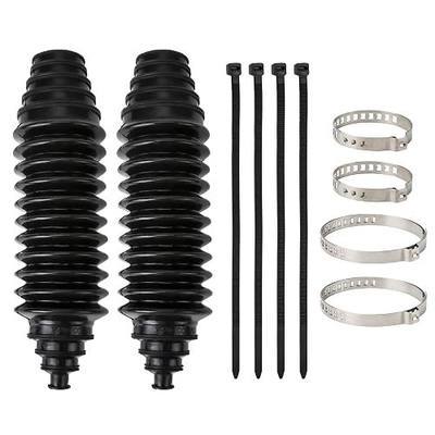 Steering Rack Boot Kit, Universal Steering Rack and Pinion Tie Rod Boots | Dustproof Silicone Inner Tie Rod Boot Set with Rack and Pinion Bellow Cable Ties and Clamps (Black)