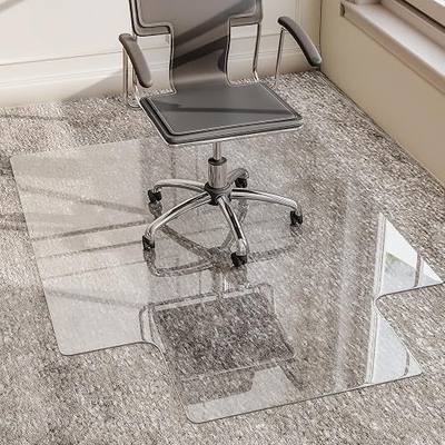 36" x 48" Irregular Tempered Glass Office Chair Mat, Floor Mat for Carpet | Heavy Duty Hard Rolling Glass Mat, Shatterproof Desk Floor Mat 1/5" Thick for Hardwood Floor/Carpeted Floors, Clear