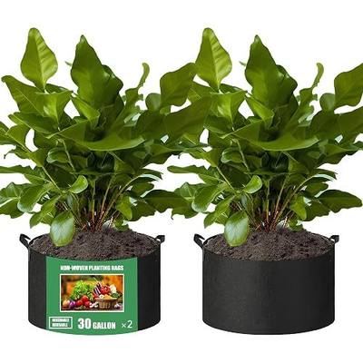 2-Pack 30 Gallon Fabric Grow Bags with Handle, Heavy Duty 300G Thickened Nonwoven with Handles and Reusable, Suitable for Garden Vegetables,Fruits and Flowers(Black)
