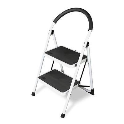 Big RED 2 Step Ladder: Ergonomic Folding Stool with Anti-Slip Pedal, Step Stool with Padded Handle for Kitchen, Household, Offices. 400 lb Capacity