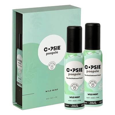 Oopsie Poopsie Toilet Spray – Before & After You Go Bathroom Odor Eliminator & Neutralizer Spray, Travel Size with Essential Oils, TSA Approved – Wild Mint 2 Pack – 2 Oz.