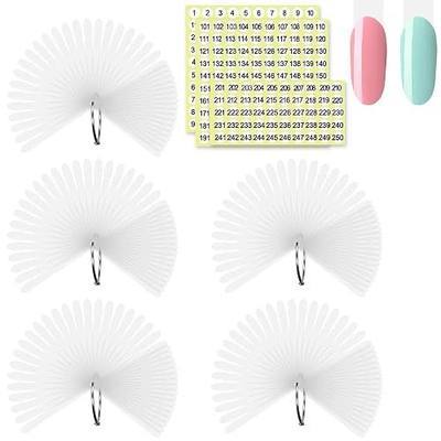 250 Pcs Oval Nail Swatch Sticks with Metal Split Ring and Numbered Tips - Clear Fan-shaped Color Display for Nail Art Polish Practice