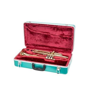 Crossrock ABS Trumpet Case for Bb Horn | Mint Blue Finish, Burgundy Velvet Interior, Security Lock, Metal Feet & Detachable Strap