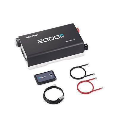 Renogy 2000W 24V Pure Sine Wave Inverter, 4000W Peak Power, 92% Energy Efficiency, with 2 AC Outputs, Remote Control, RV Truck Marine Camping